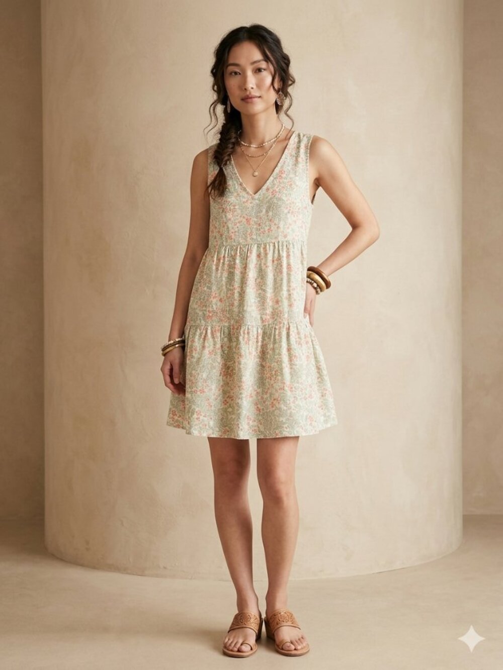 Joie Women's Size Small Floral Feminine 100% Linen Tiered Mini Dress